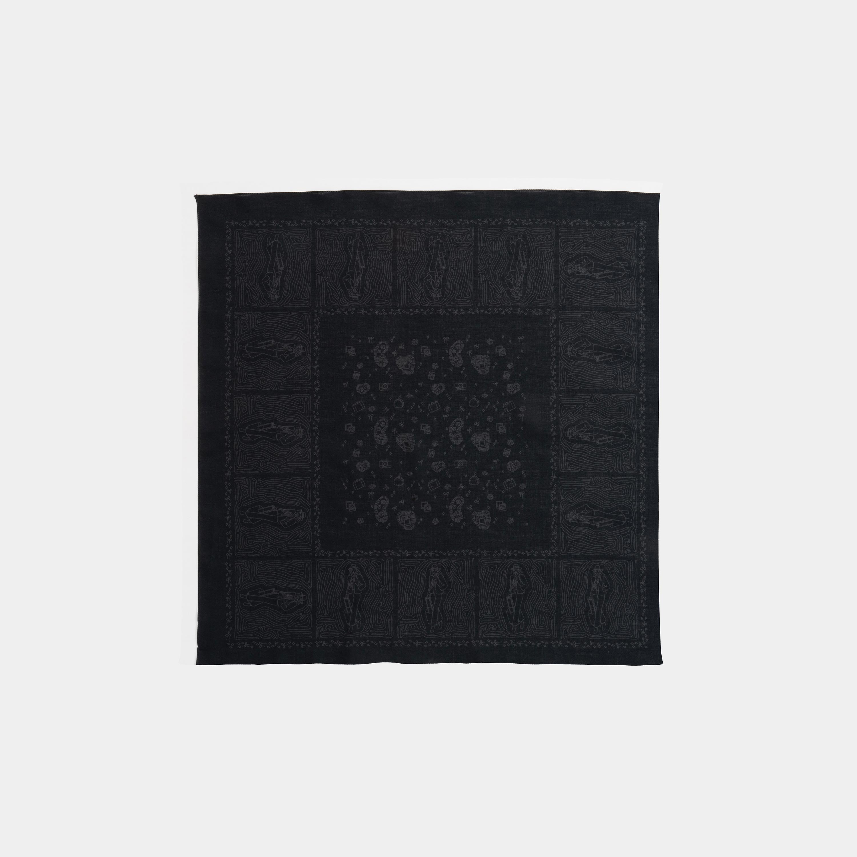 Globe Trotter Black Cotton Bandana