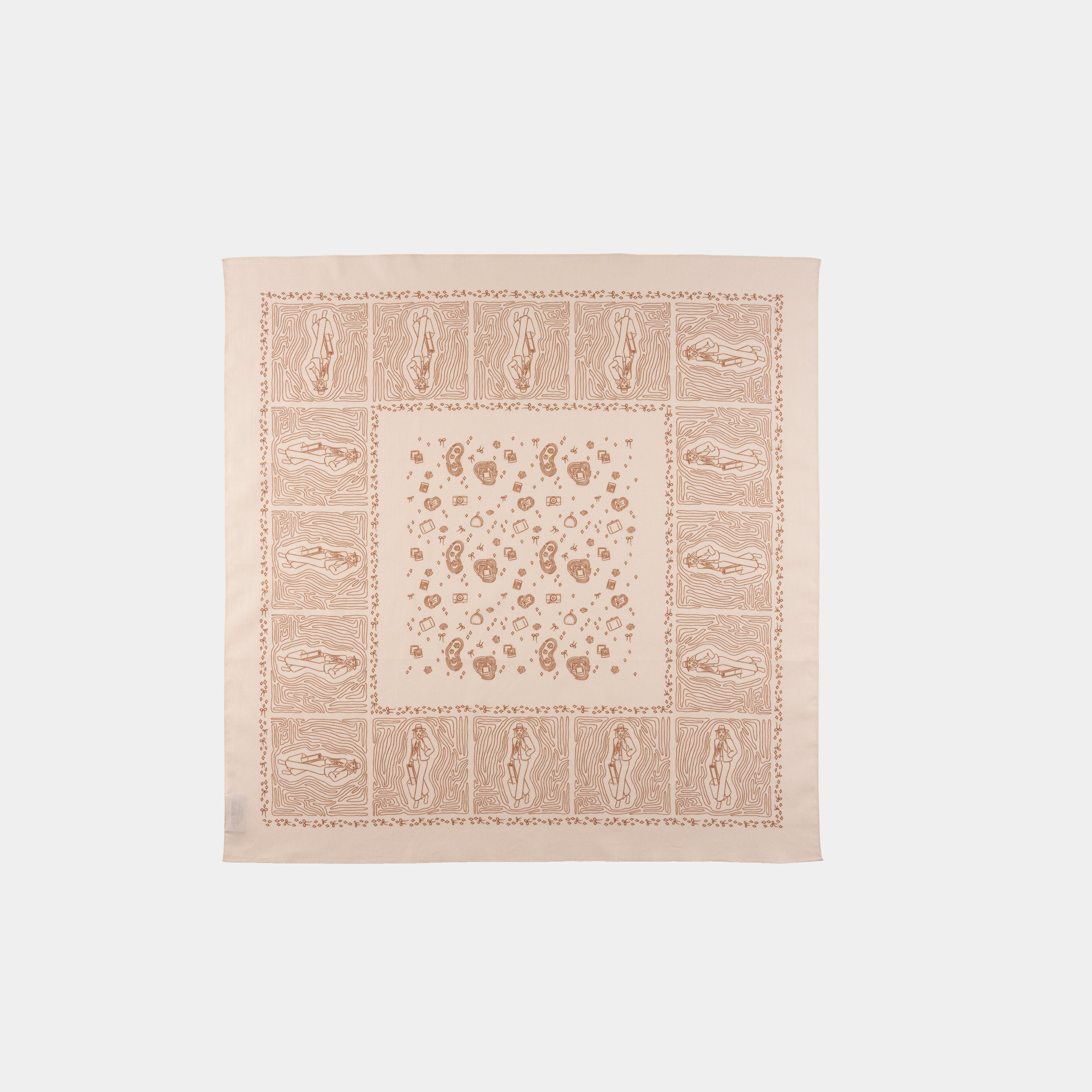 Globe Trotter Beige Cotton Bandana