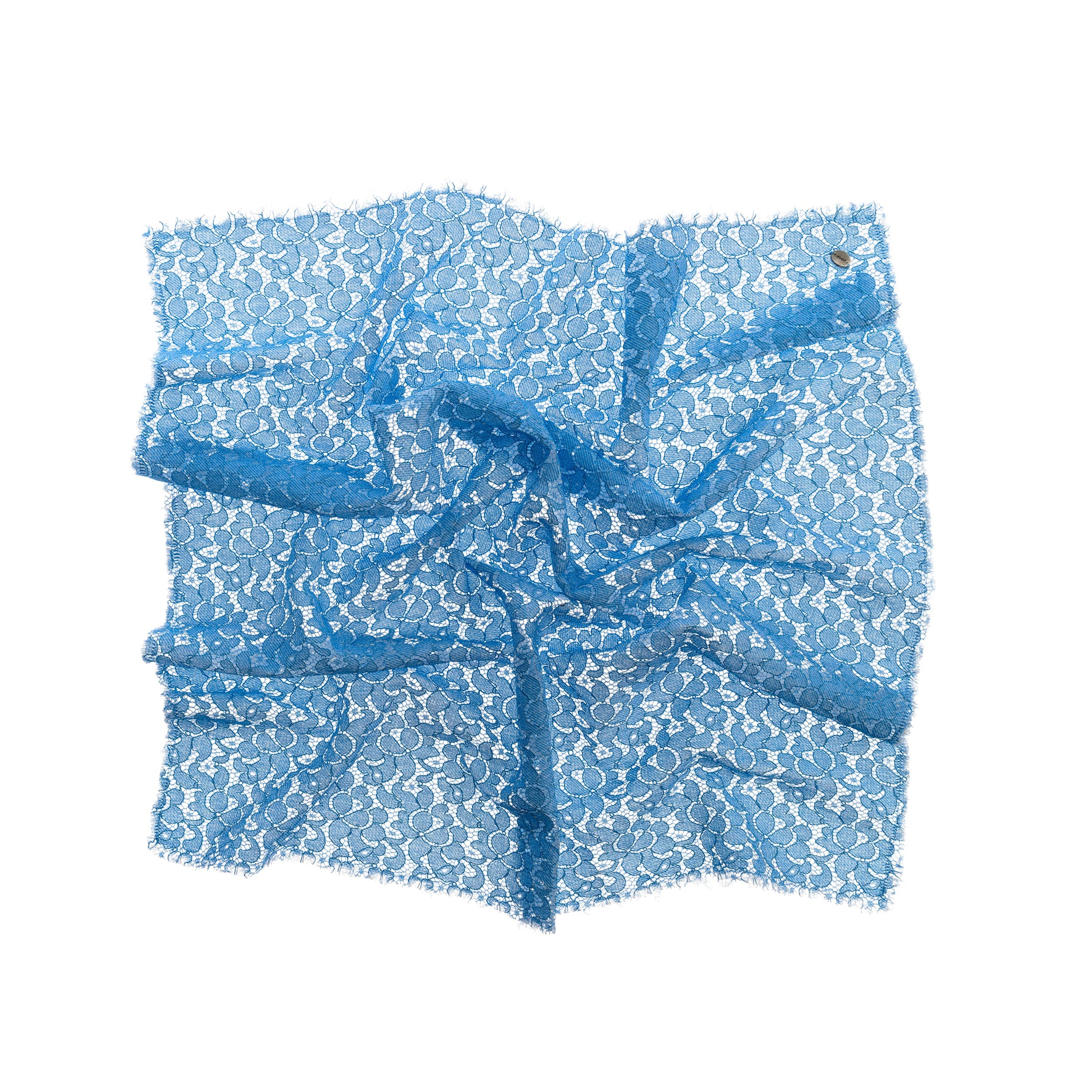 Denim Printed Lace Scarf Blue