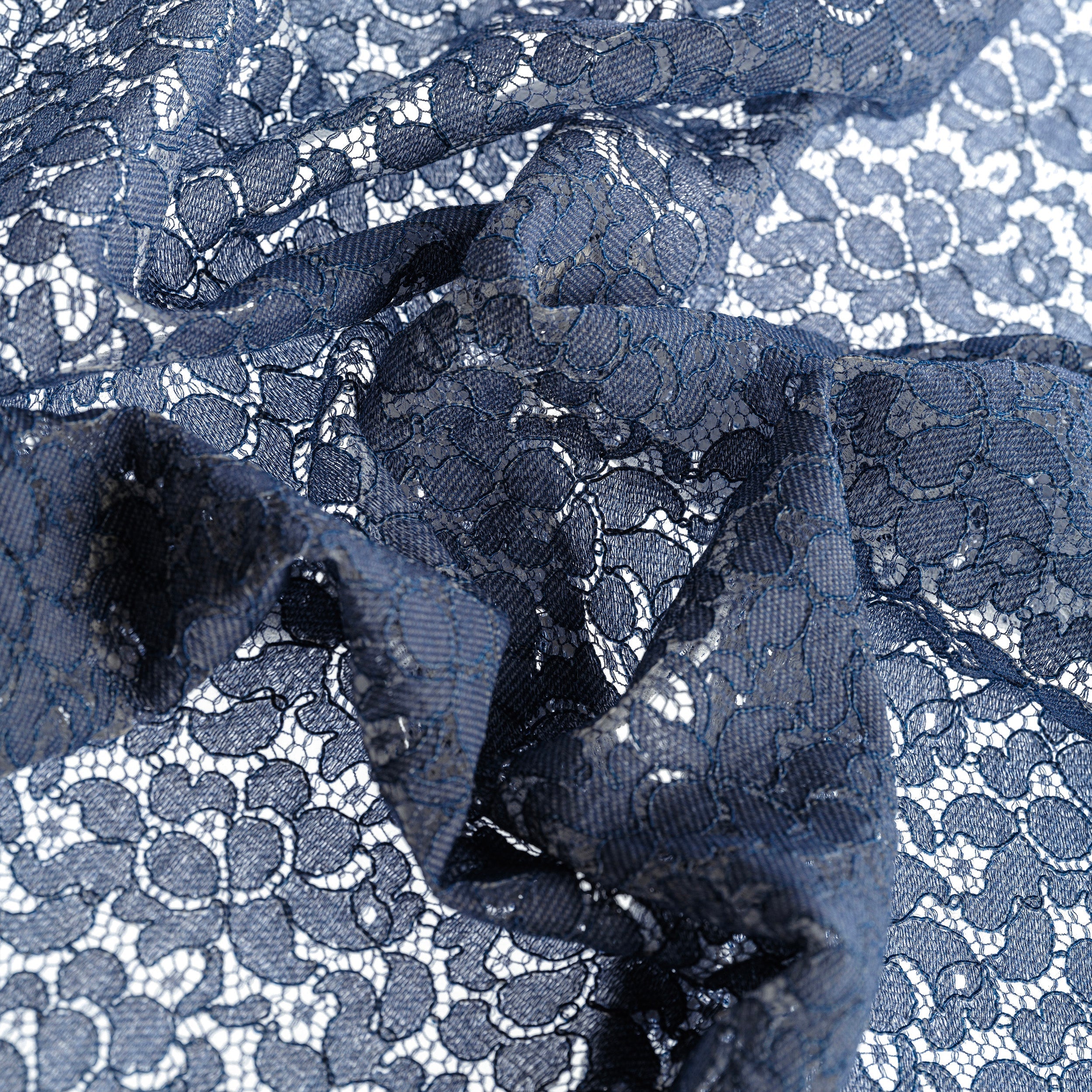 Denim Printed Lace Scarf Dark Blue
