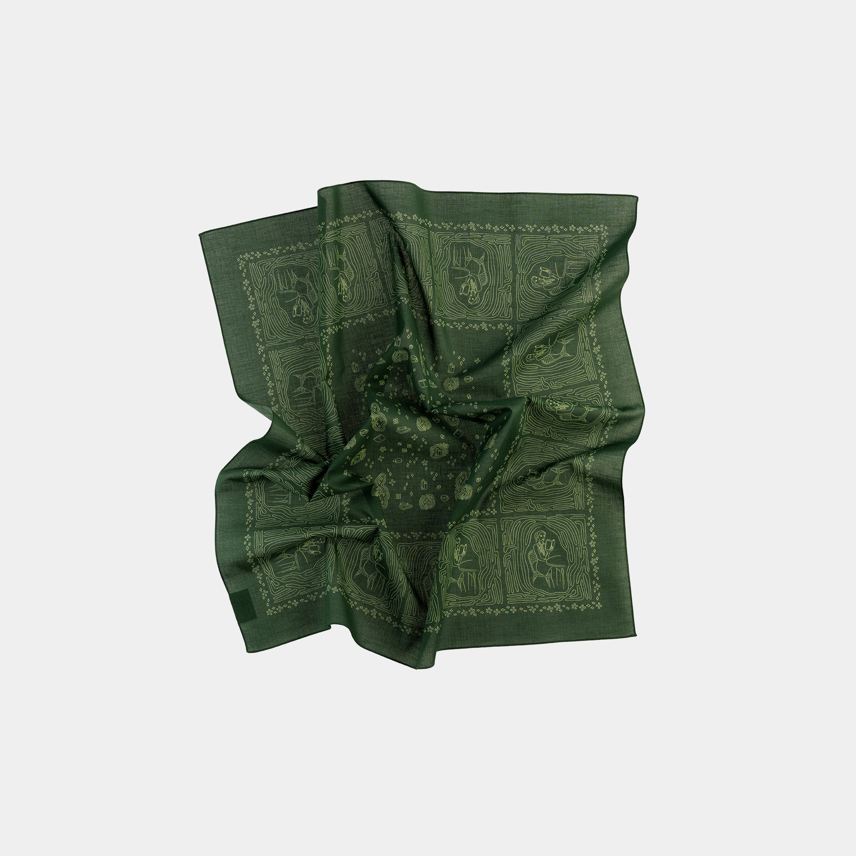 The Girl Who Loves Reading Dark Green Cotton Bandana